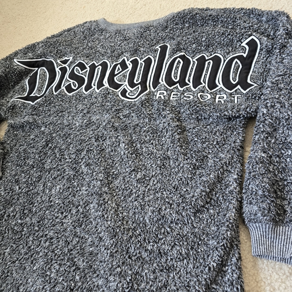 Disney Parks Sweater Womens XS Gray Black Spirit Jersey Disneyland Oversized - Picture 2 of 7